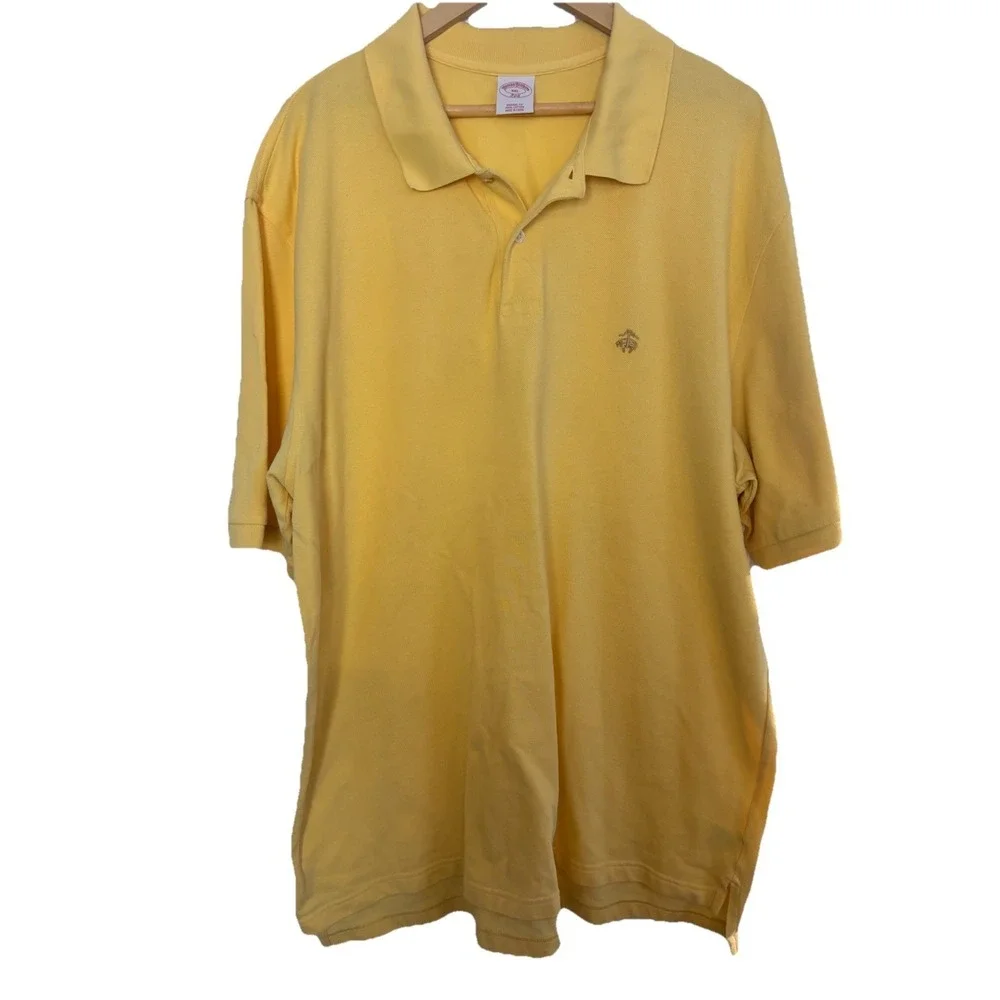 Brooks Brothers Polo Shirt Mens 2XL Yellow Golf Summer Casual Logo - Picture 1 of 8